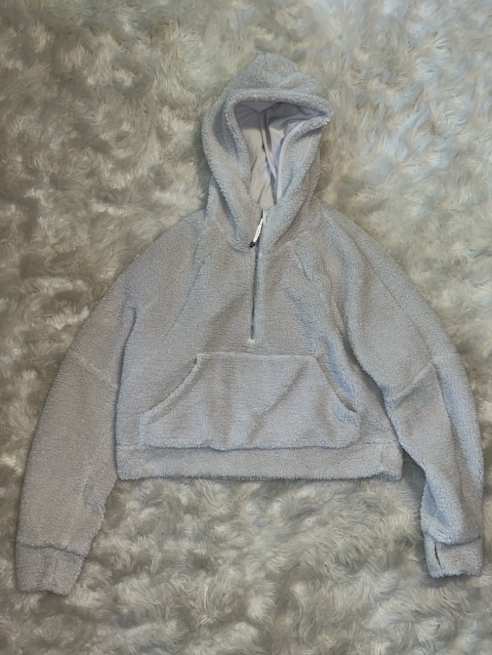 LuLuLemon Bone Sherpa Hooded Scuba Half-Zip Pullover